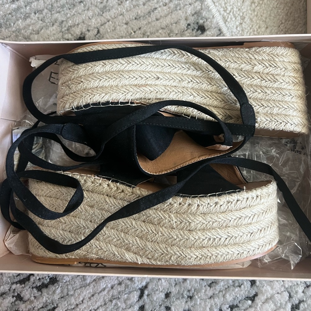 Never worn!! Black espadrilles